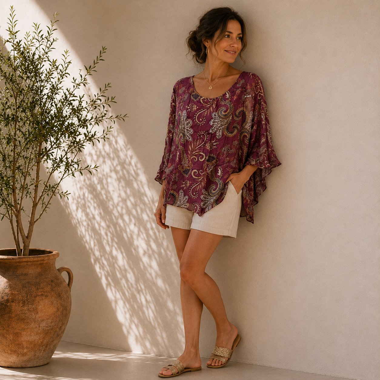 Italian Boho Blouse | Lightweight Sheer Tunic Top | Made in Italy Women’s Shirt | Relaxed Fit Boutique Fashion | Effortless Everyday Style - Image 15