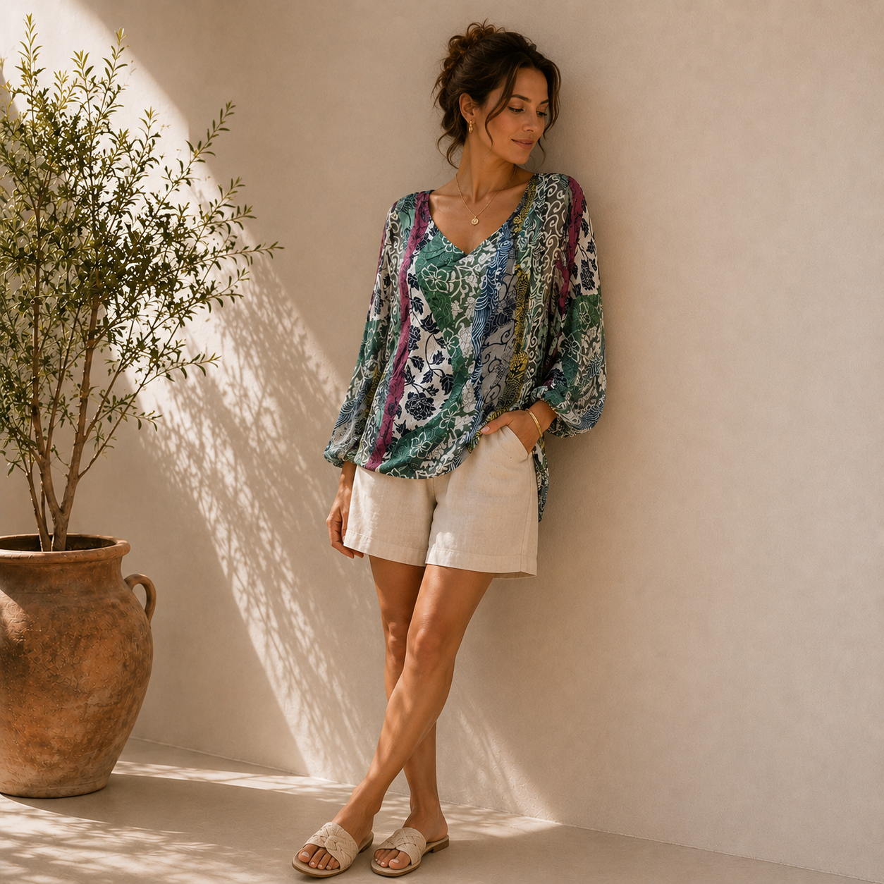 Italian Boho Blouse | Lightweight Sheer Tunic Top | Made in Italy Women’s Shirt | Relaxed Fit Boutique Fashion | Effortless Everyday Style - Image 4