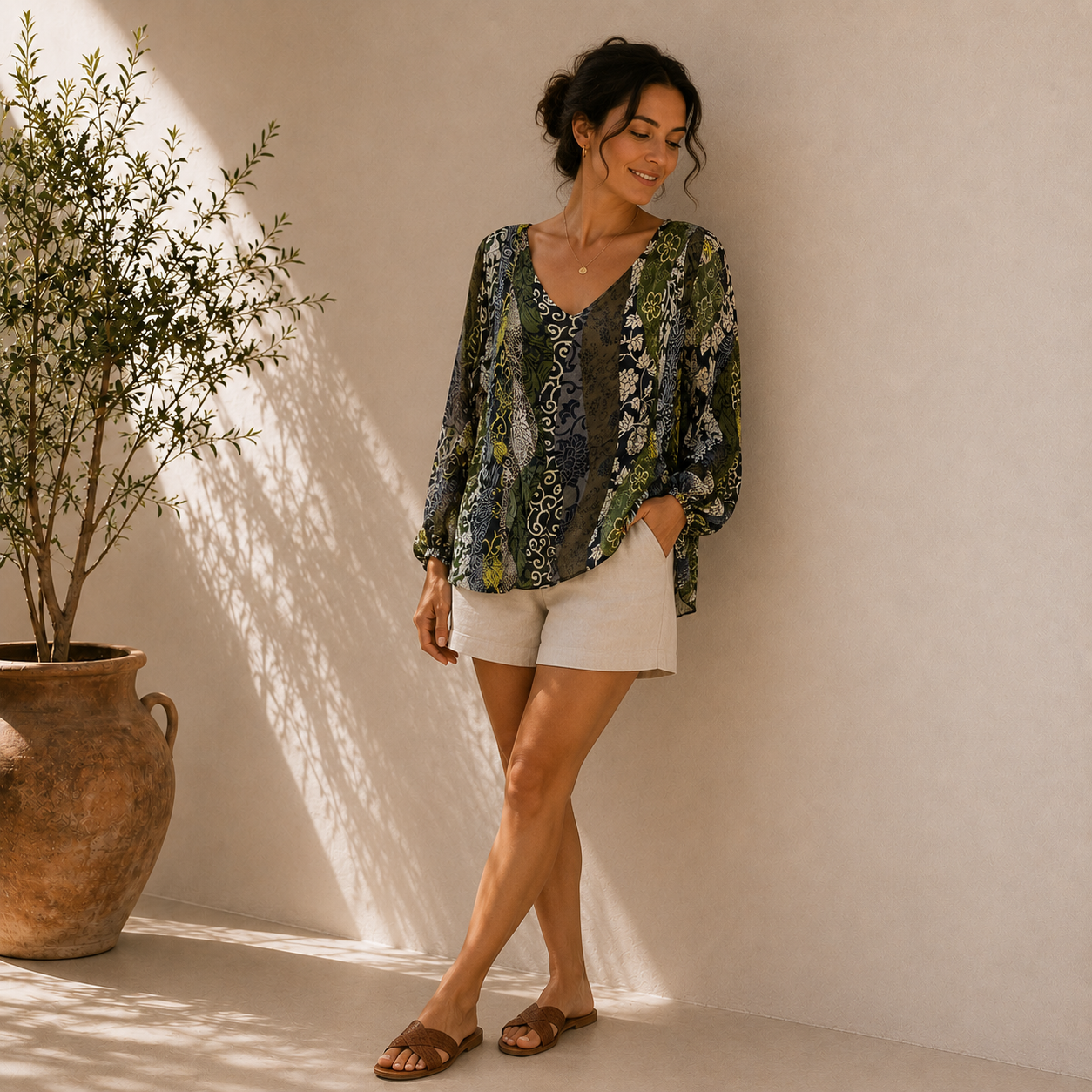 Italian Boho Blouse | Lightweight Sheer Tunic Top | Made in Italy Women’s Shirt | Relaxed Fit Boutique Fashion | Effortless Everyday Style - Image 5