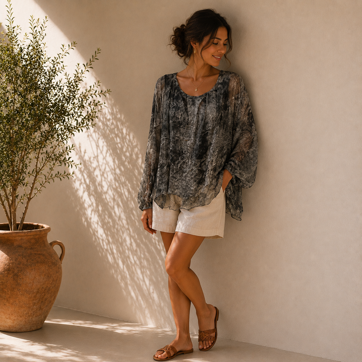 Italian Boho Blouse | Lightweight Sheer Tunic Top | Made in Italy Women’s Shirt | Relaxed Fit Boutique Fashion | Effortless Everyday Style - Image 10