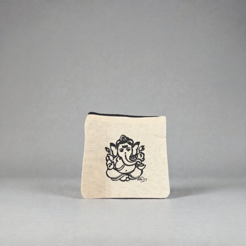 Canvas Coin Pouch | Minimalist Om Symbol Zipper Wallet, Boho Organizer Bag