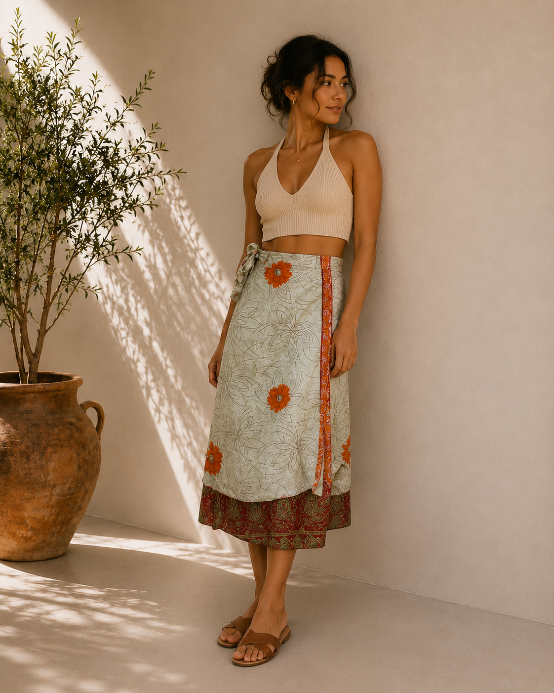 Assorted Silk Wrap Skirt Double Layer skirt - Image 6