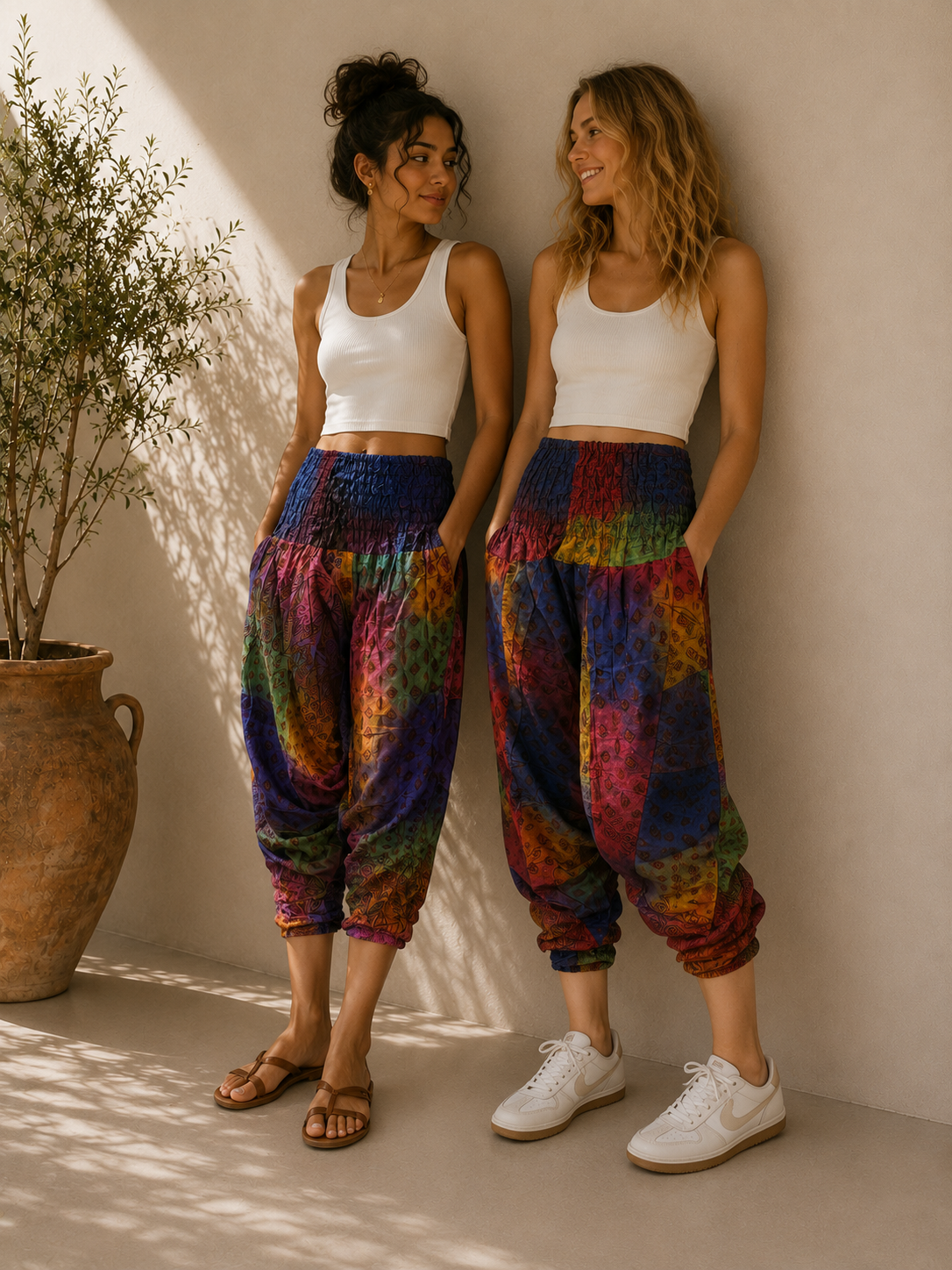 Boho Harem Yoga Pants for Women | Hippie Festival Lounge Pants | Soft Relaxed Fit | Casual Bohemian Travel Pants | S-M - Image 2