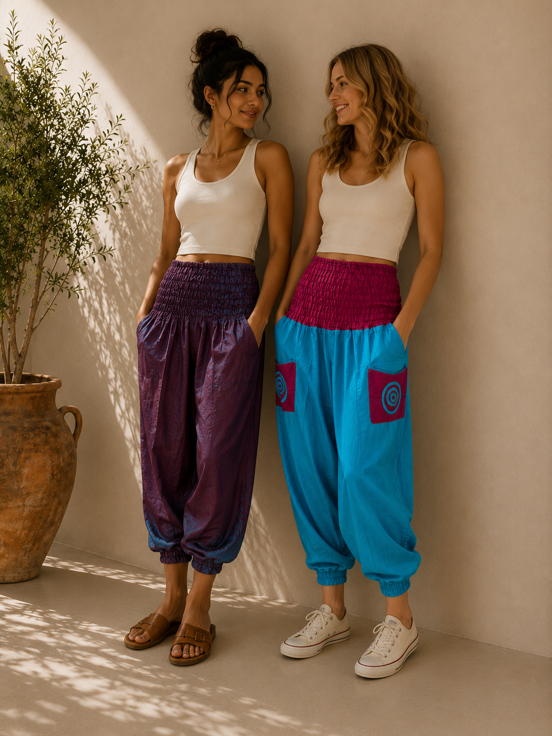Boho Harem Yoga Pants for Women | Hippie Festival Lounge Pants | Soft Relaxed Fit | Casual Bohemian Travel Pants | S-M - Image 5