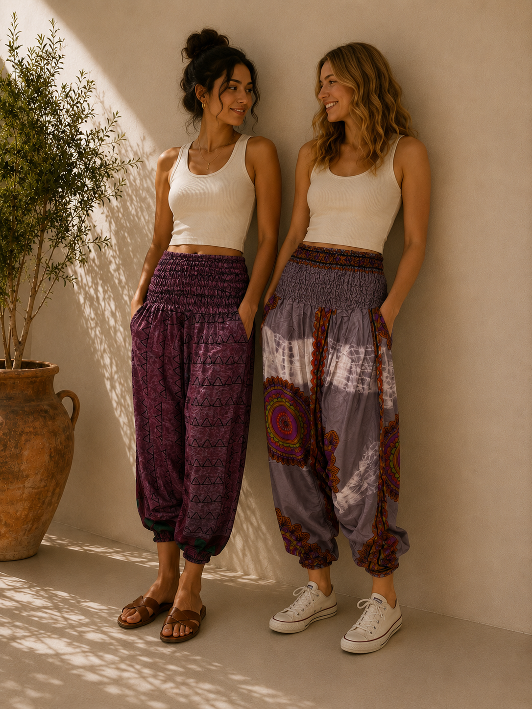 Boho Harem Yoga Pants for Women | Hippie Festival Lounge Pants | Soft Relaxed Fit | Casual Bohemian Travel Pants | S-M - Image 6
