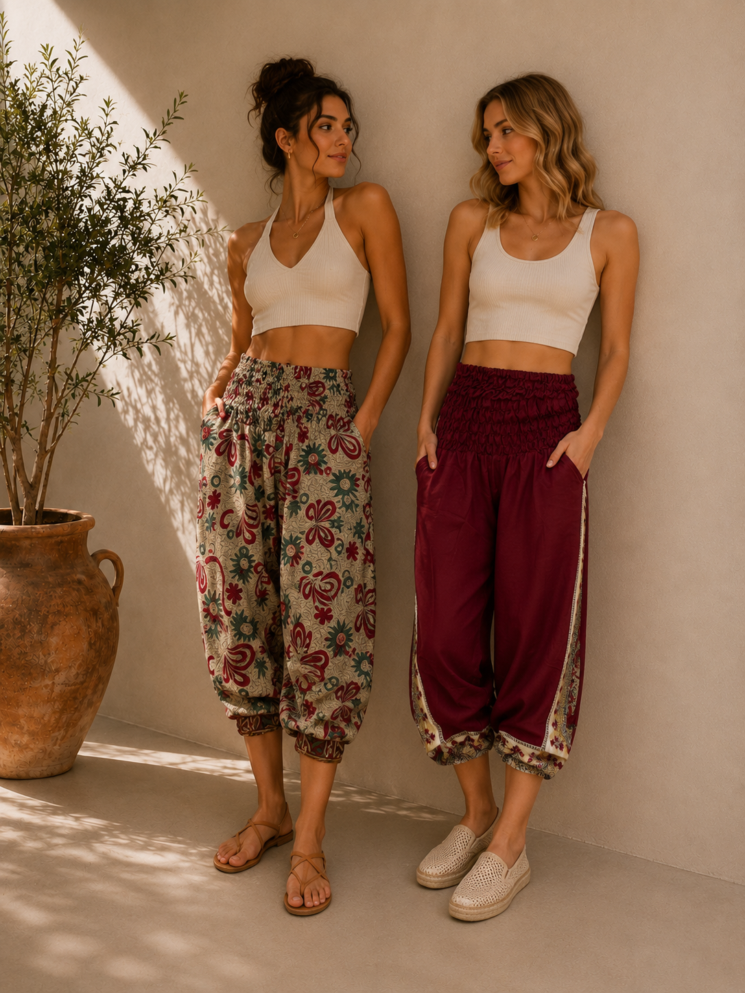 Boho Harem Yoga Pants for Women | Hippie Festival Lounge Pants | Soft Relaxed Fit | Casual Bohemian Travel Pants | S-M