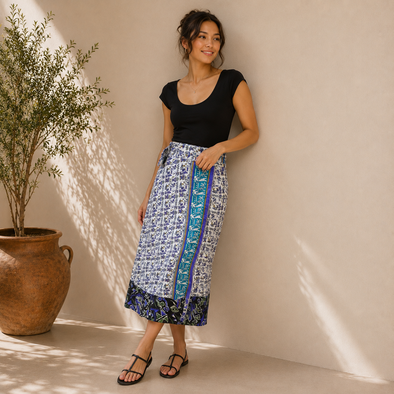 Assorted Silk Wrap Skirt Double Layer skirt - Image 12