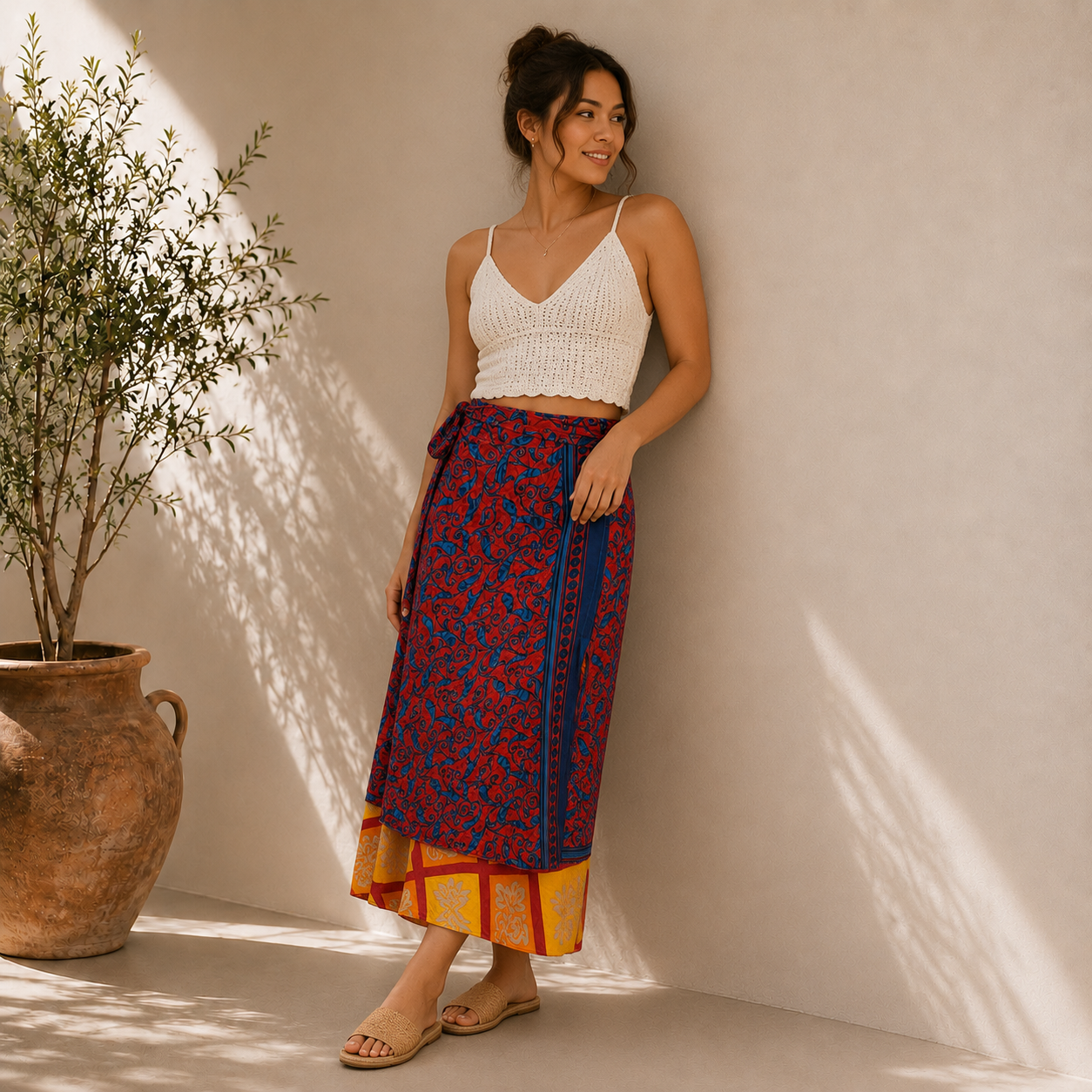 Assorted Silk Wrap Skirt Double Layer skirt - Image 10