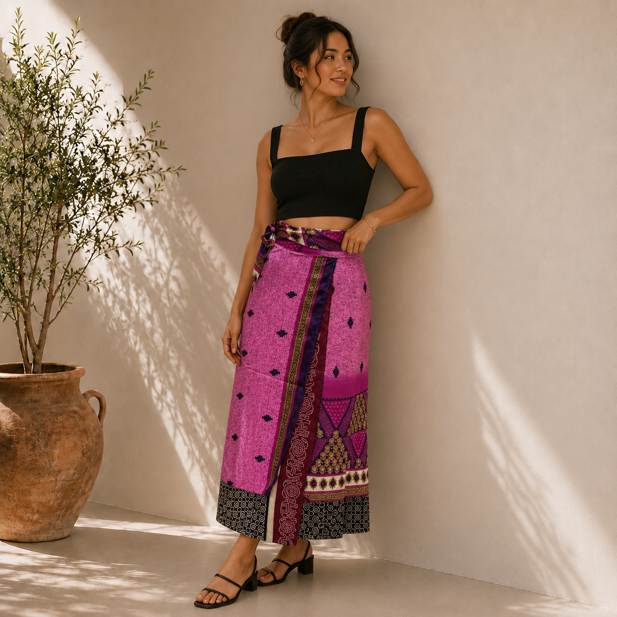 Assorted Silk Wrap Skirt Double Layer skirt - Image 7